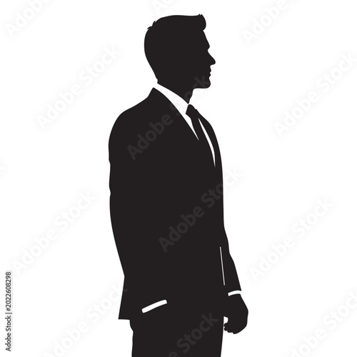 Принти на полотні Silhouette of a businessman in a suit profile view representing corporate succes