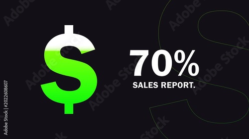 70 Percent Discount Dollar Sign Animation with Green Fill and Subtle Background Lines sale promotion