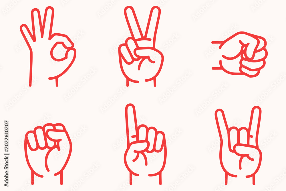 Fototapeta premium Set Of Hand Gestures Symbols Illustration