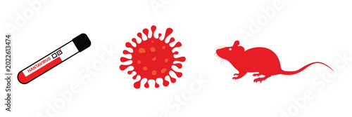 Photos Hantavirus diagnosis concept with blood test tube virus particle and rodent vector illustration