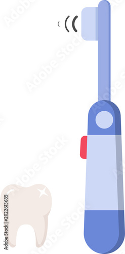 Modern electric toothbrush cleans single tooth, illustrating effective oral hygiene practices for healthy gums, bright smile.