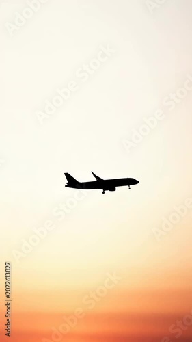 passenger plane travel vehicle transport sunset trip vertical video