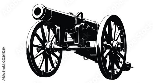 Historic civil war era cannon illustration