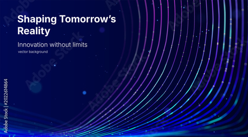 Fotografie Futuristic digital transformation concept with dynamic neon lines and information flow