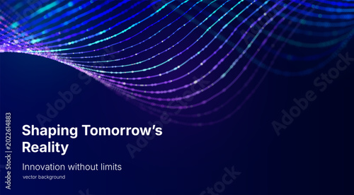 Fotografie Futuristic digital transformation concept with dynamic neon lines and information flow