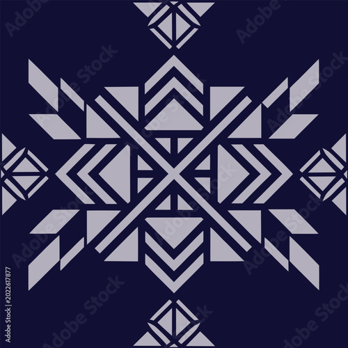 Gray geometric pattern on dark blue background