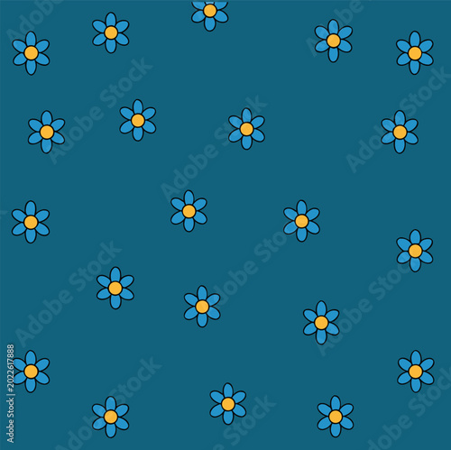 Blue flowers on dark blue background