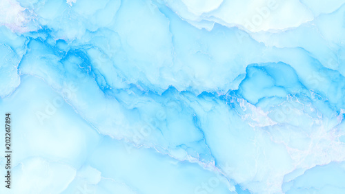 Foto Soft blue marble texture background with white and light blue swirls and abstrac