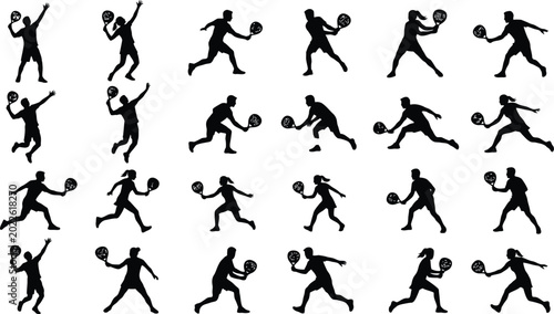 Konstfotografi Tennis player action sequence illustrations isolated on white background, Vector