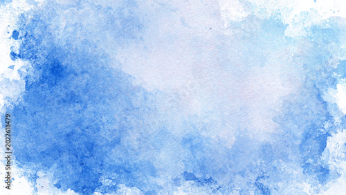 Tableau sur toile Soft blue watercolor background with white and light blue hues and texture