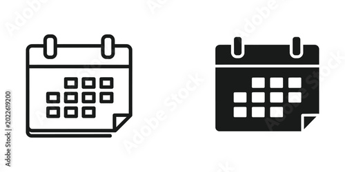 Flat design calendar page icons with corner flip effect