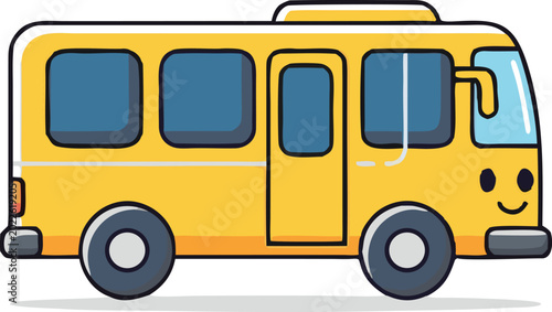 Slika na platnu Cute colorful kids bus character vector illustration isolated on white backgroun