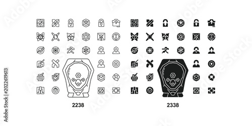 Tableau sur toile Modern security and technology icon set with padlock symbols