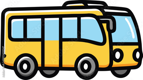 Foto Cute colorful kids bus character vector illustration isolated on white backgroun