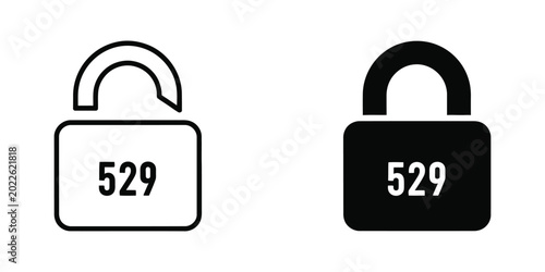 Tablou pe pânză Open and closed padlock icons with number 529