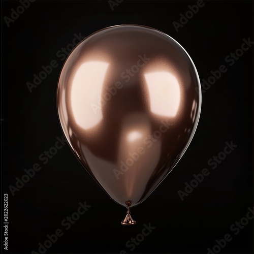 Metallic balloon floating against dark background