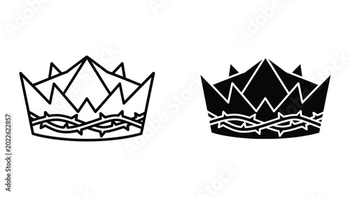 Tableau sur toile Black and white crown with thorns illustration