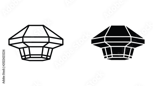 Foto Modern umbrella icon with open and closed styles