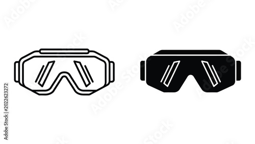 Foto Black and white welding safety goggles icon set