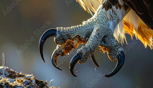 Close-up of osprey talons gripping fish with spiny pads and reversible toe
