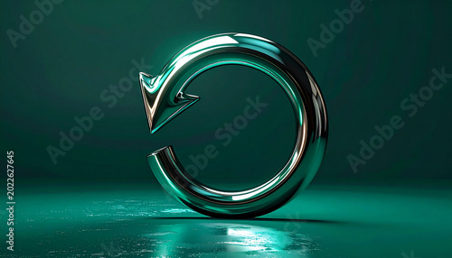 Shiny metal arrow in circular motion