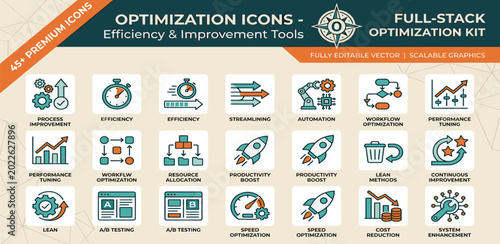Optimization Icons Efficiency & Improvement Tools for Business Process Enhancement