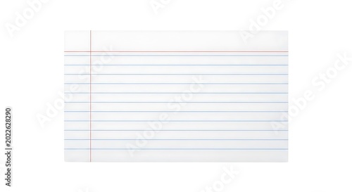 Blank lined index card isolated on white background