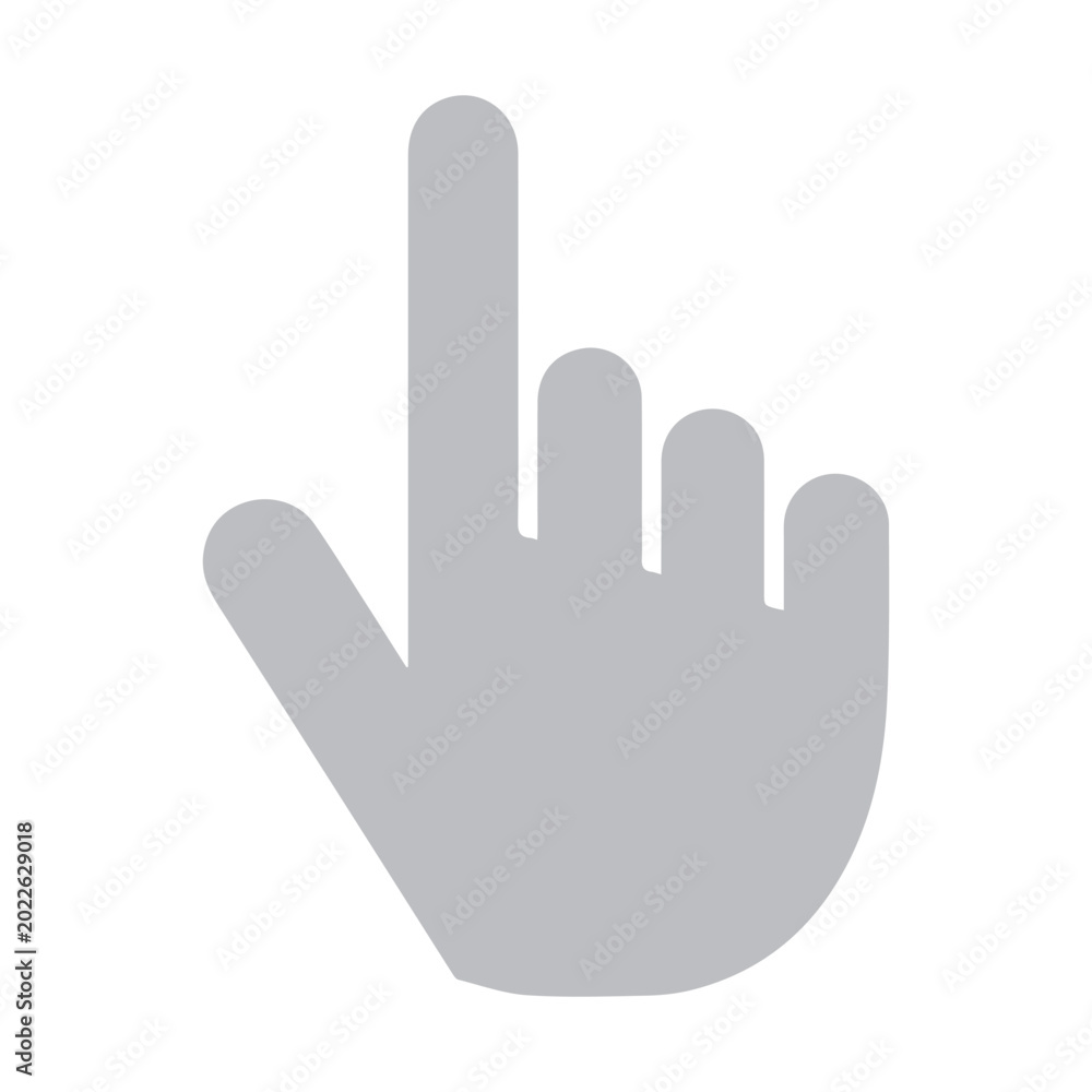 Obraz premium Cursor symbol featuring a solid hand icon with a pointing index finger illustrates a common digital navigation command.