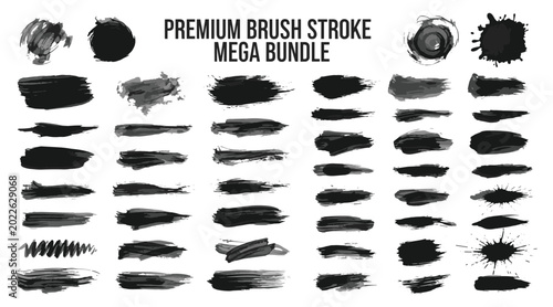 Brush stroke texture pack grunge dry wet smear splatter set for designers vector illustration