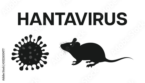 Konstfotografi Hantavirus rodent transmission concept with virus particle and mouse vector illustration
