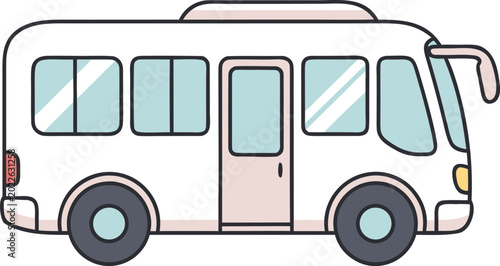 Schilderij op canvas Cute colorful kids bus character vector illustration isolated on white backgroun