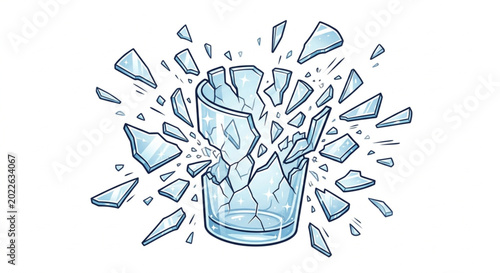 Bild auf Leinwand Broken glass cup explosion vector illustration on white background