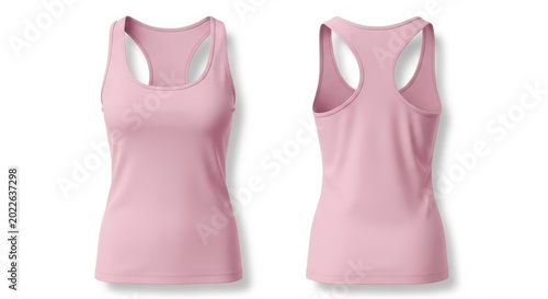 Light pink women's racerback tank front and back view isolated on a white background