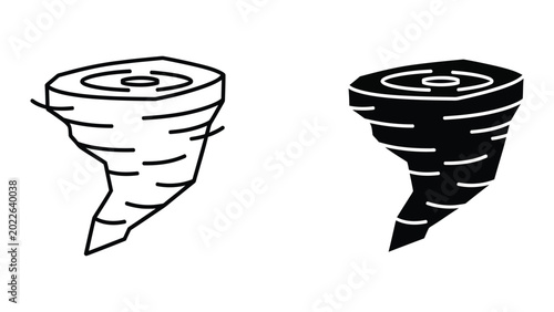 Εκτύπωση καμβά Tornado and waterspout illustration in black and white