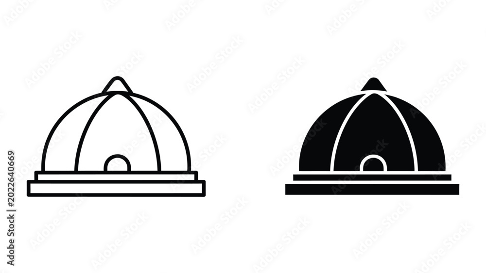 Fototapeta premium Minimalist dome and arch building icons in black and white