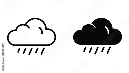 Tableau sur toile Rain cloud icons with light and heavy precipitation