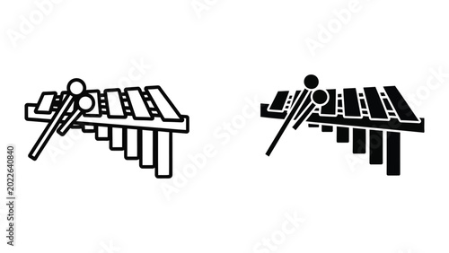 Obraz na płótnie Two marimba mallets striking xylophone bars illustration