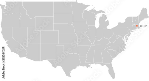 Schilderij op canvas Boston City Location Pin on United States Map Silhouette