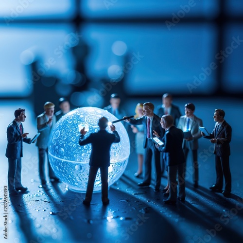 Business team analyzing global data and information.