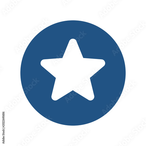 Blue circle with white star icon favorite symbol isolated on transparent background