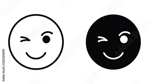 Foto Happy and winking smiley face icons in contrasting styles