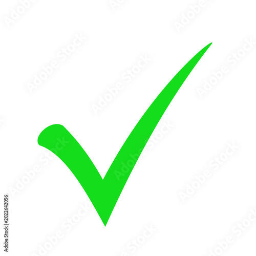 Bright green check mark symbol isolated on transparent background confirmation graphic