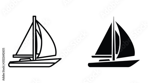 Fotografie Simple sailboat icon with black and white design