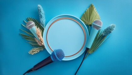 creative minimal label with border decor event web nature blue singing