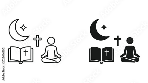 Quadro em tela palm reading hand symbols with numbers flat design vector illustration