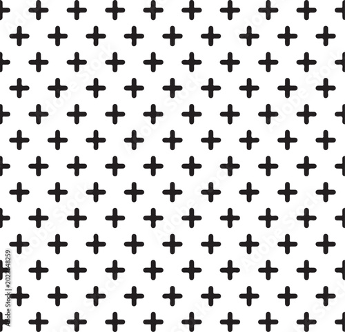 Repeating seamless pattern of small black cross symbols arranged in a uniform grid layout