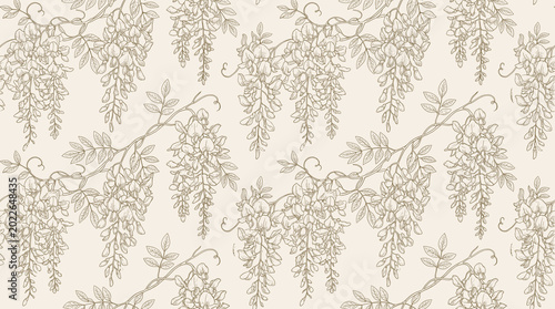 Bilde på lerret Background Ink Drawing Floral Hand Drawn Botanical Detailed Antique Warm Tone Cr