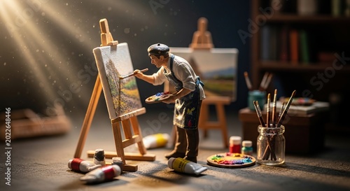 Artist at Work - Capturing the Essence of Creativity on Canvas.