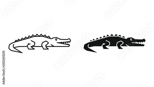 Foto Black and white crocodile vector illustration