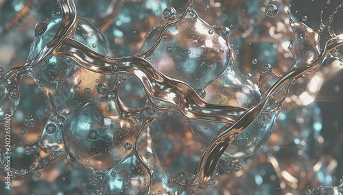 Ethereal Iridescent Fluid Bio-Structure Abstract Background